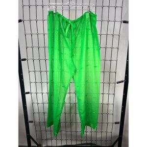Green Sheer Fish Pattern Rima Beachwear Pants With Drawstring Waist